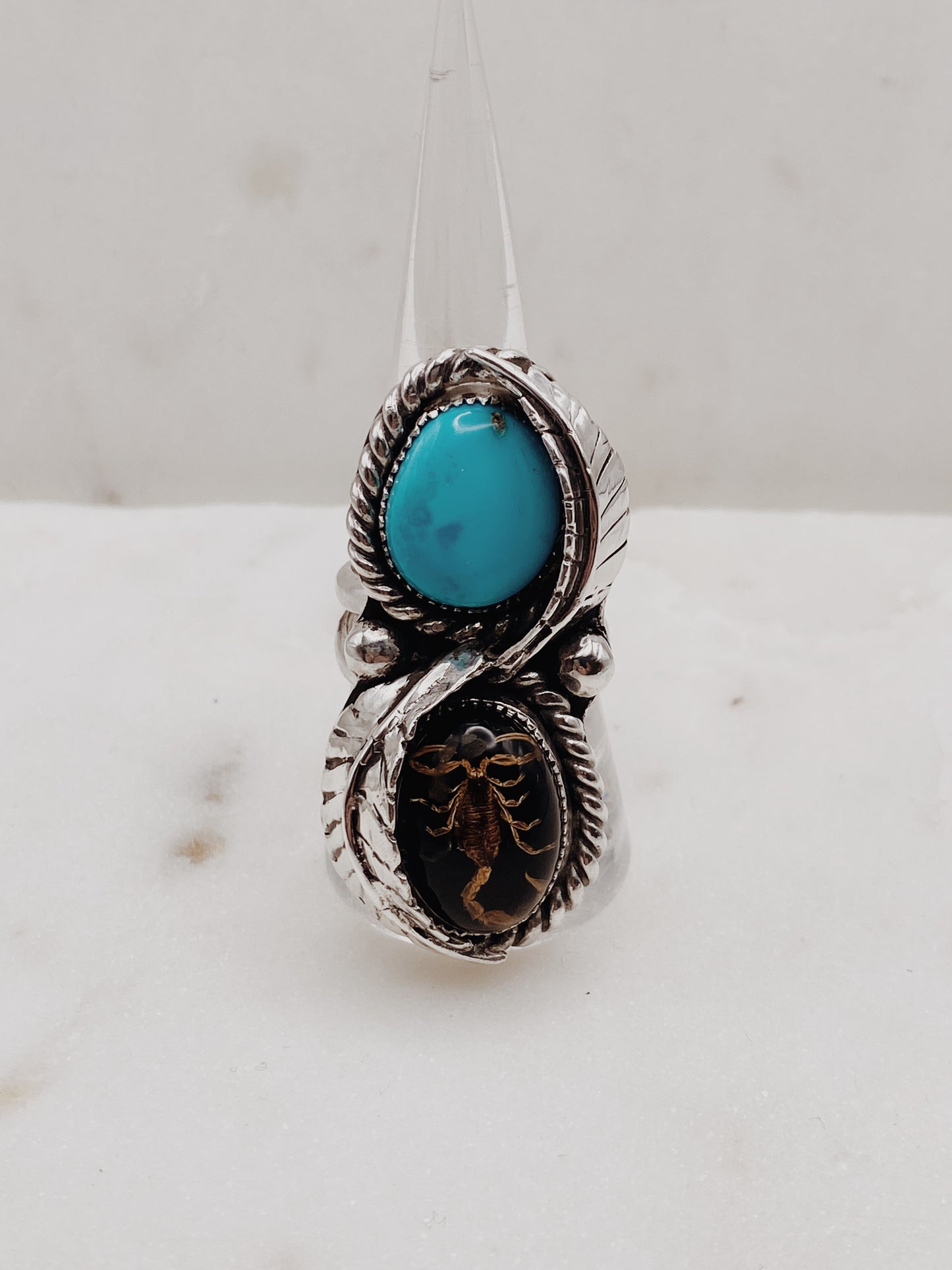 Double Feather Scorpion Ring