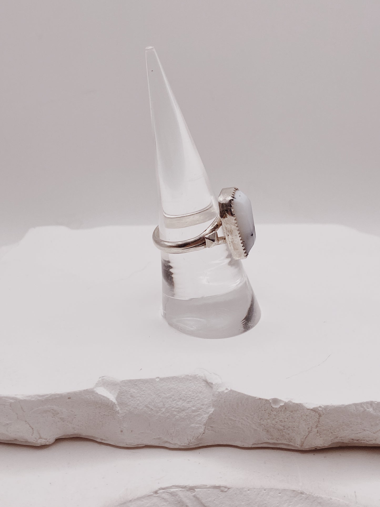 Dendritic Opal Solitaire with Studs