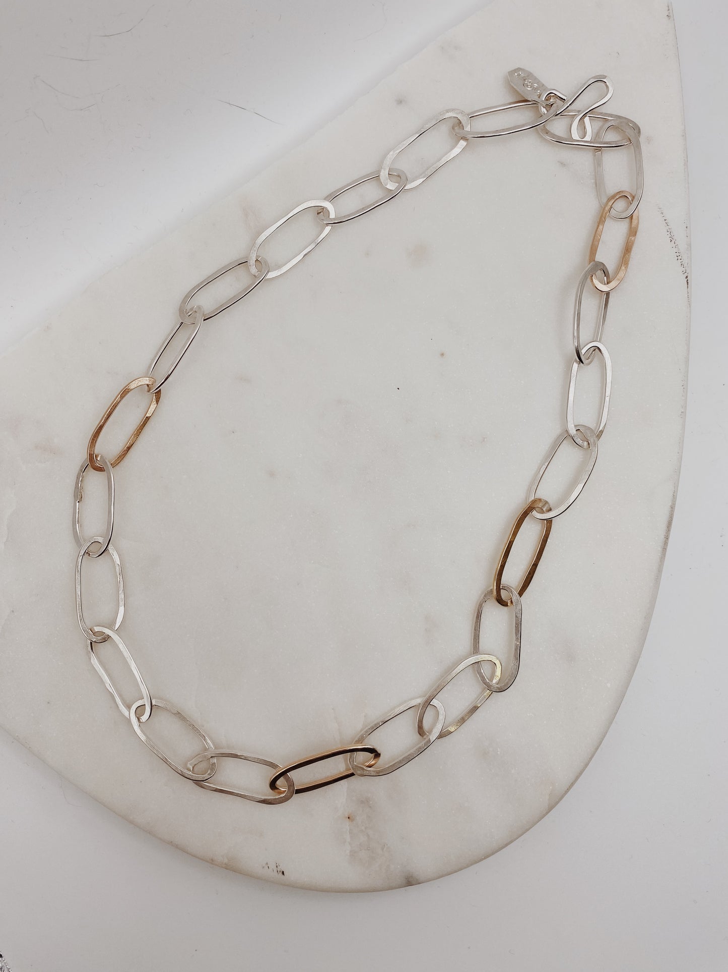 Hammered Paperclip Chain Necklace