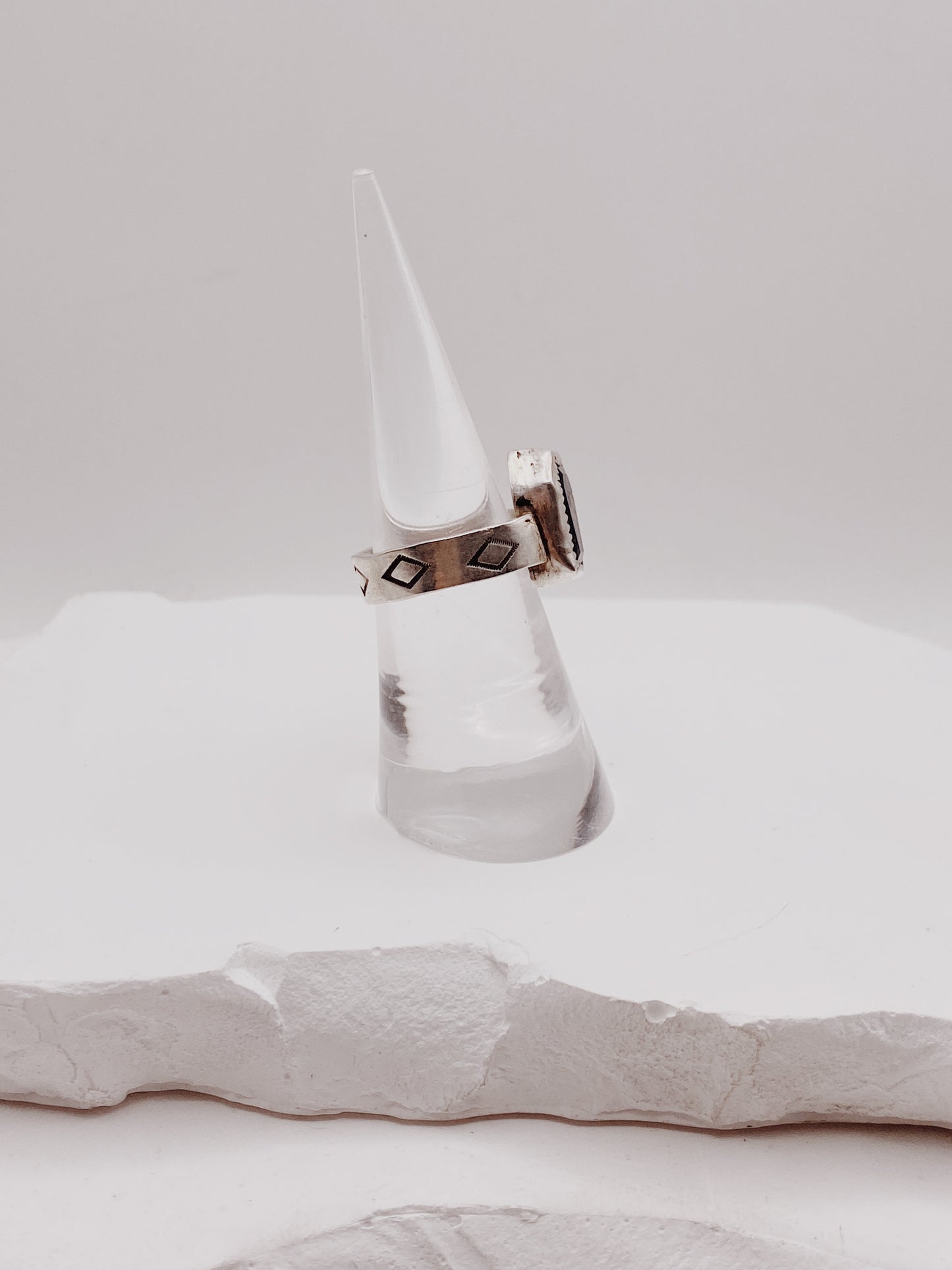 Moss Agate Coffin Ring
