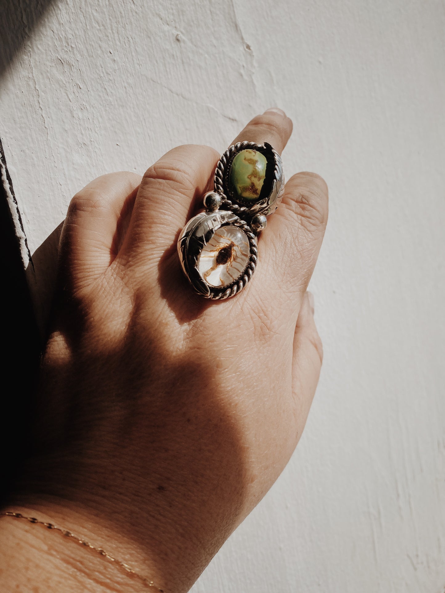 Double Feather Scorpion Ring