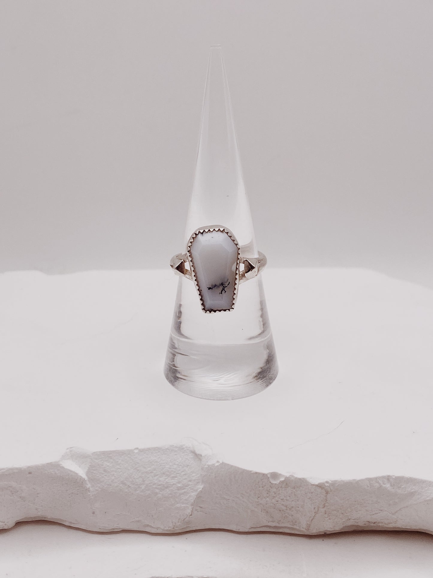 Dendritic Opal Solitaire with Studs