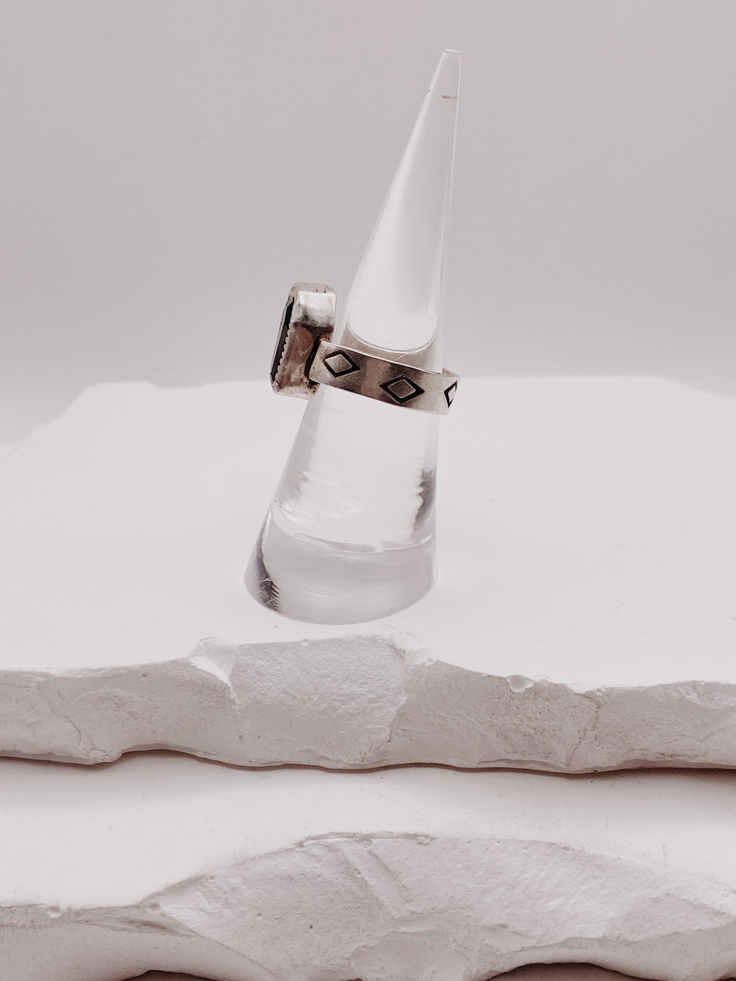 Moss Agate Coffin Ring
