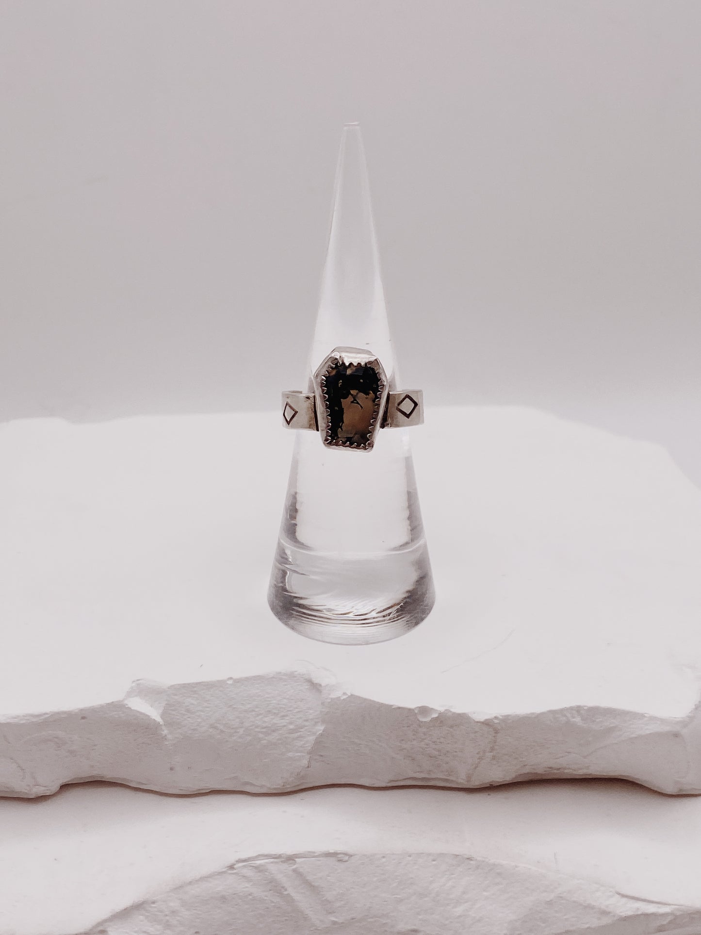 Moss Agate Coffin Ring