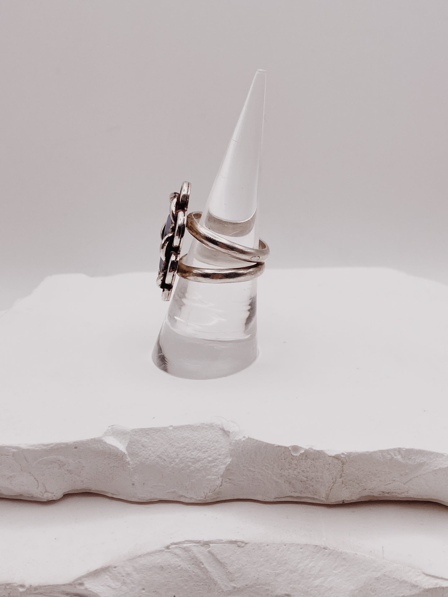 Dendritic Opal Coffin Curb Chain Ring