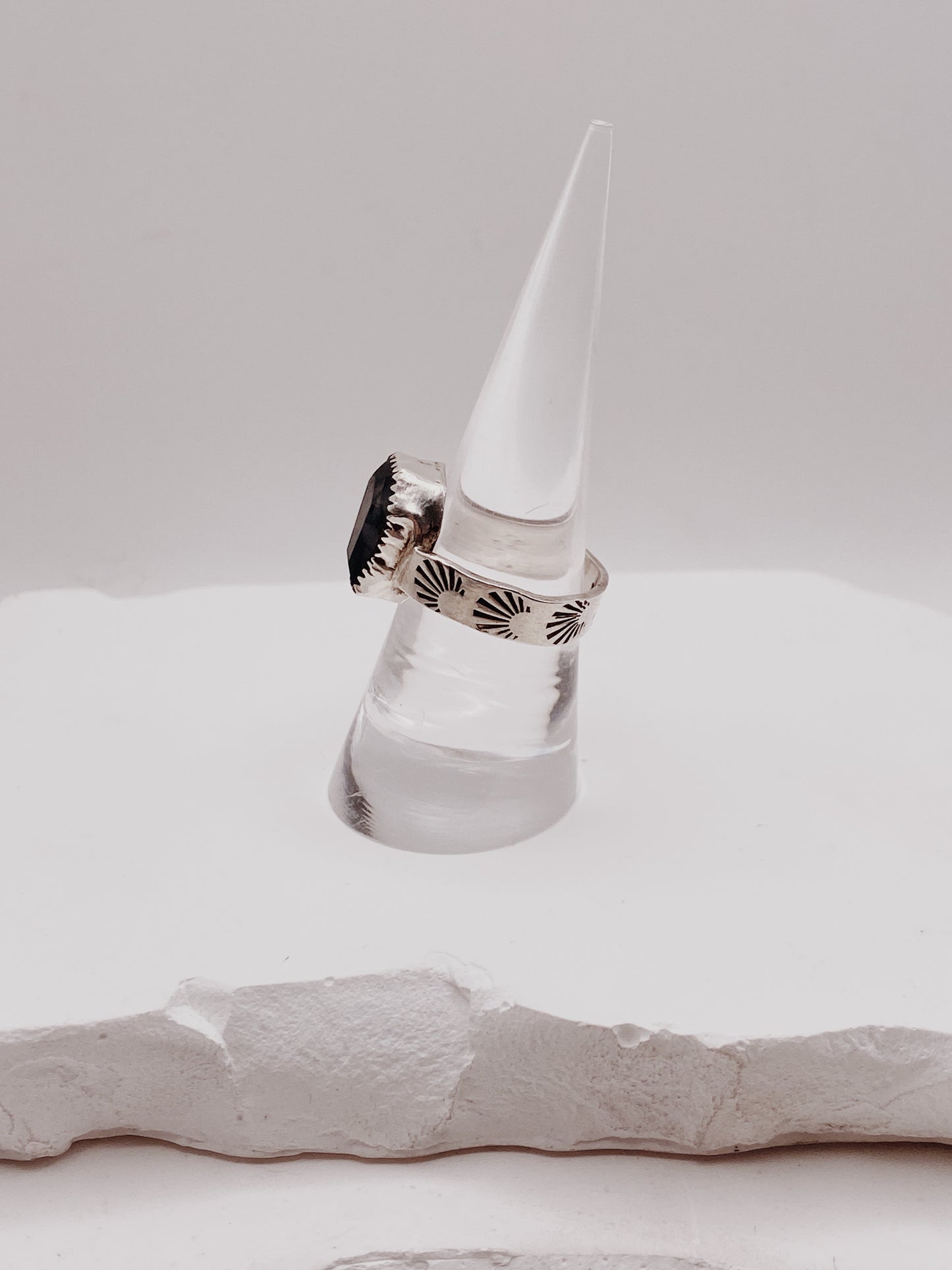 Moss Agate Coffin Ring