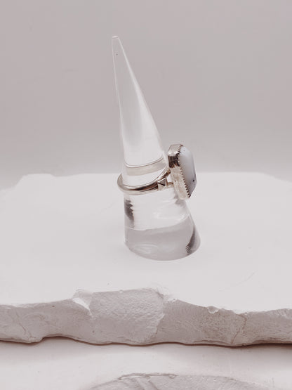 Dendritic Opal Solitaire with Studs
