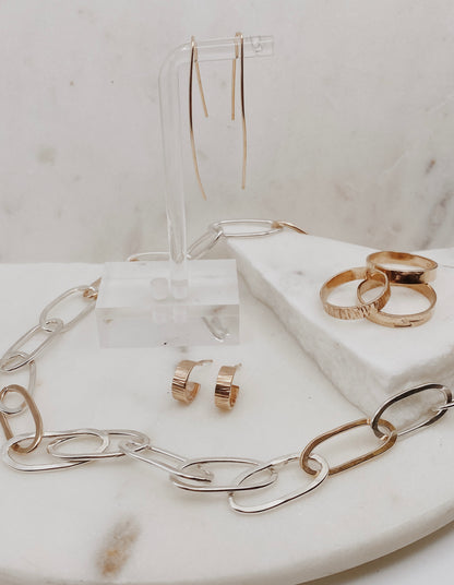 Hammered Paperclip Chain Necklace