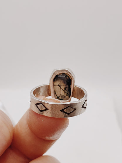 Moss Agate Coffin Ring