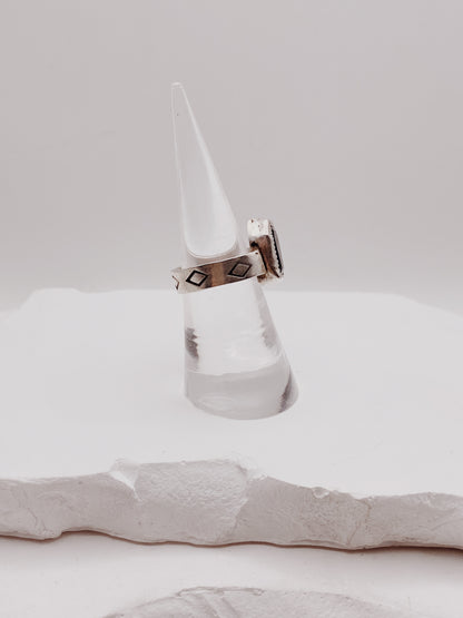 Moss Agate Coffin Ring
