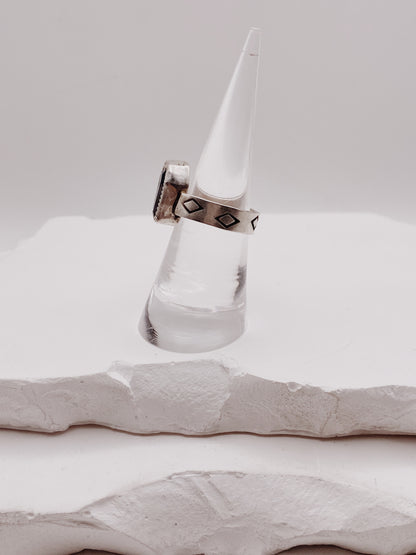 Moss Agate Coffin Ring