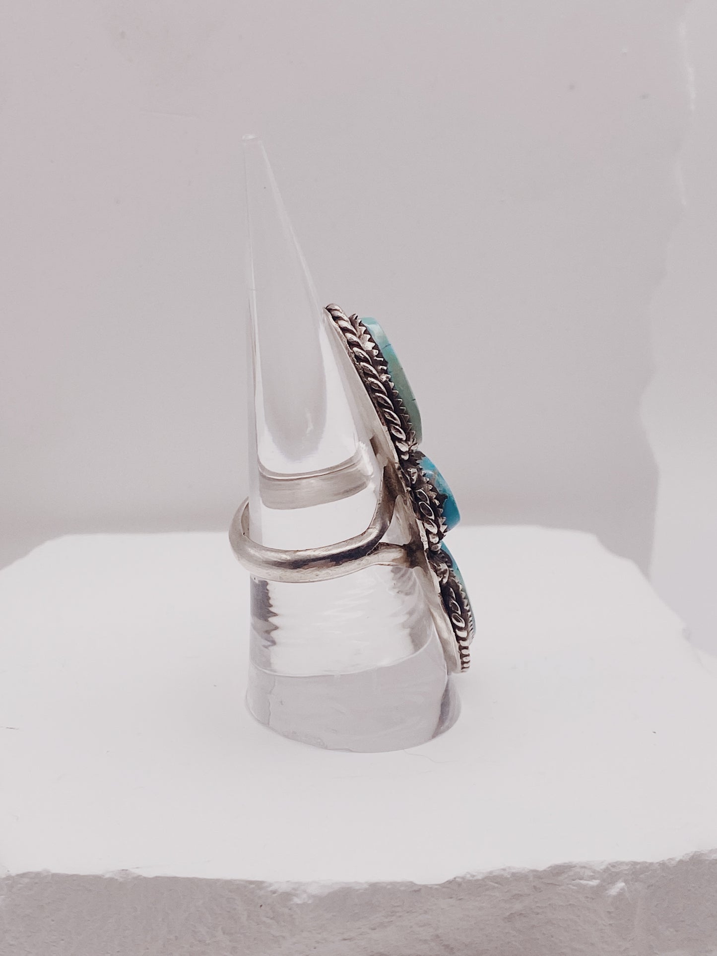 Blue Gem Triplet Statement Ring