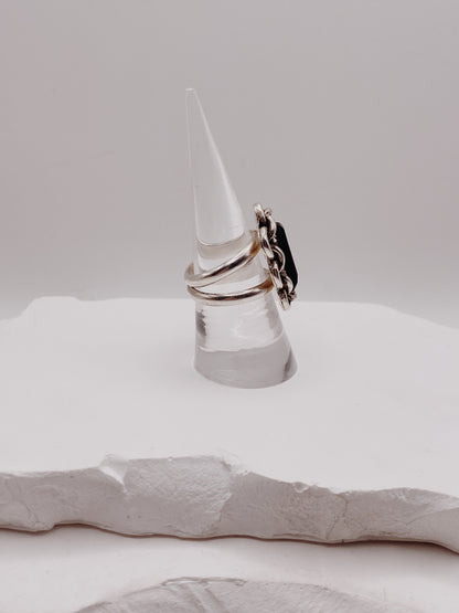 Onyx Coffin Curb Chain Ring