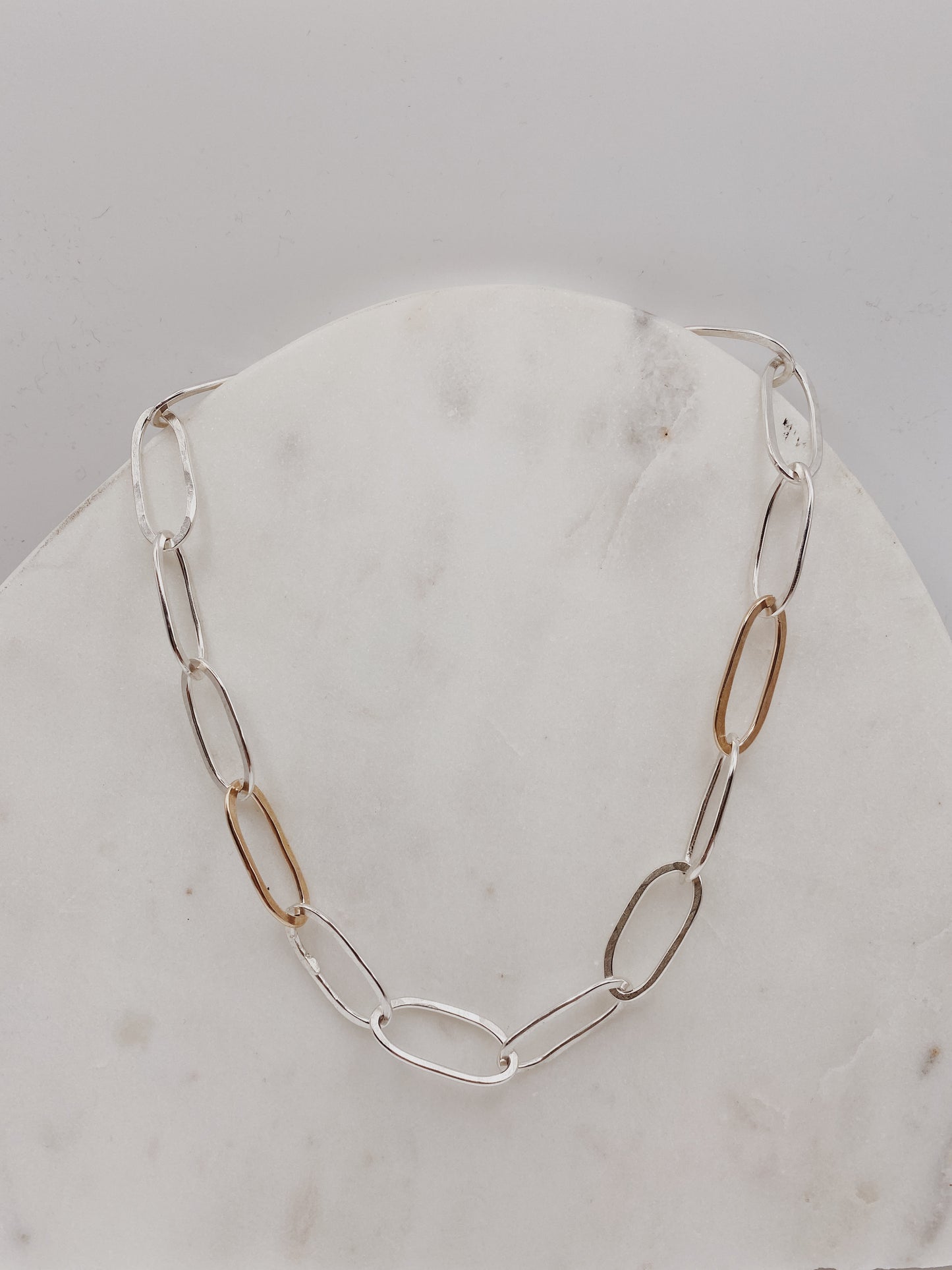 Hammered Paperclip Chain Necklace