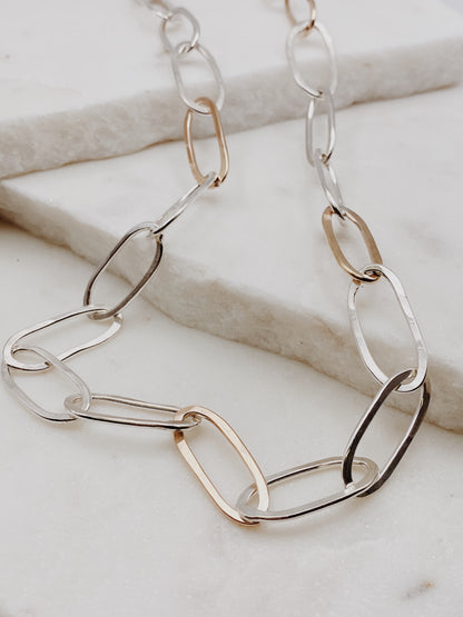 Hammered Paperclip Chain Necklace
